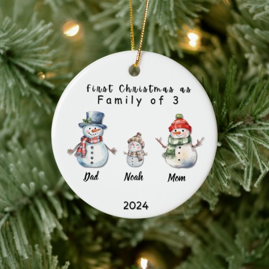 Gepersonaliseerde Familie Kerstmis met 3 aangepast Keramisch Ornament (Boom)