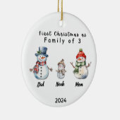 Gepersonaliseerde Familie Kerstmis met 3 aangepast Keramisch Ornament (Rechts)