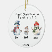 Gepersonaliseerde Familie Kerstmis met 3 aangepast Keramisch Ornament (Links)