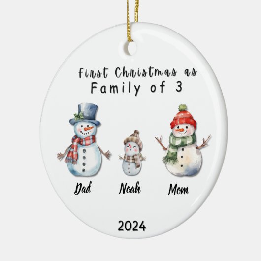Gepersonaliseerde Familie Kerstmis met 3 aangepast Keramisch Ornament (Links)