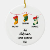 Gepersonaliseerde Familie Kerstmis met 3 aangepast Keramisch Ornament (Voorkant)