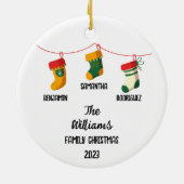 Gepersonaliseerde Familie Kerstmis met 3 aangepast Keramisch Ornament (Achterkant)