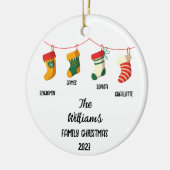 Gepersonaliseerde Familie Kerstmis met 4 aangepast Keramisch Ornament (Links)