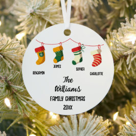 Gepersonaliseerde Familie Kerstmis met 4 aangepast Metalen Ornament