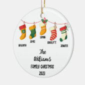 Gepersonaliseerde Familie Kerstmis met 5 aangepast Keramisch Ornament (Links)