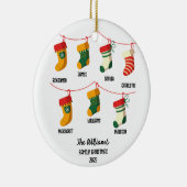 Gepersonaliseerde Familie Kerstmis met 7 aangepast Keramisch Ornament (Rechts)