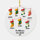Gepersonaliseerde Familie Kerstmis met 7 aangepast Keramisch Ornament (Achterkant)