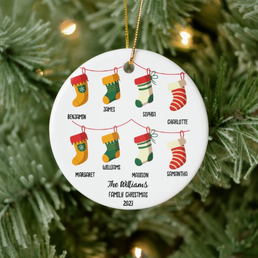 Gepersonaliseerde Familie Kerstmis met 8 aangepast Keramisch Ornament (Boom)