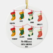 Gepersonaliseerde Familie Kerstmis met 8 aangepast Keramisch Ornament (Voorkant)