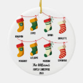 Gepersonaliseerde Familie Kerstmis met 8 aangepast Keramisch Ornament (Achterkant)