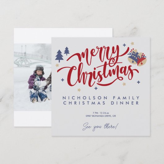 Gepersonaliseerde Familie Kerstmis met Foto Kaart (Voorkant / Achterkant)