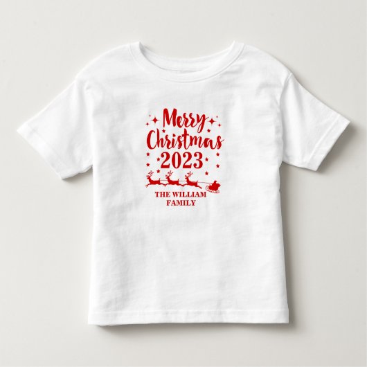 Gepersonaliseerde Familie Kerstmis Peuter T-shirt (Voorkant)