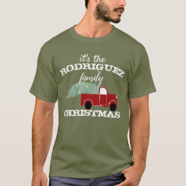 Gepersonaliseerde Familie Kerstmis Rode Vrachtwage T-shirt