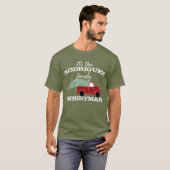 Gepersonaliseerde Familie Kerstmis Rode Vrachtwage T-shirt (Voorkant volledig)