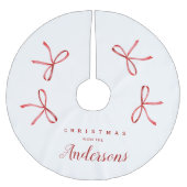 Gepersonaliseerde Familie Kerstmis - rood lint Kerstboom Rok (Voorkant)