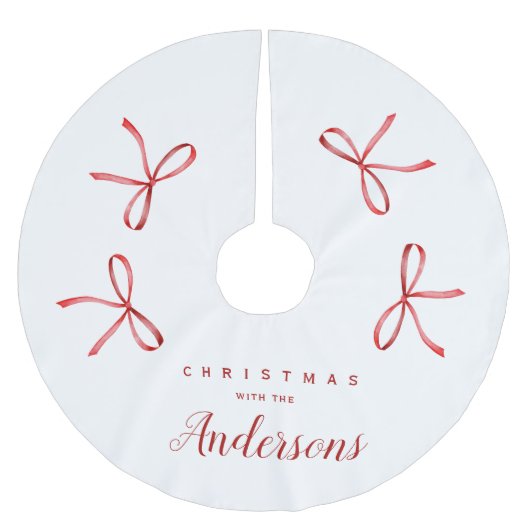 Gepersonaliseerde Familie Kerstmis - rood lint Kerstboom Rok (Voorkant)