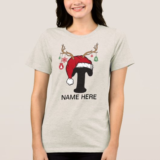 Gepersonaliseerde Familie Kerstnaam Shirten Tri-Blend Shirt (Voorkant)