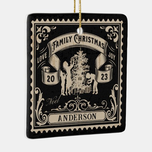 Gepersonaliseerde  familie kerststempel keramisch ornament (Rechts)
