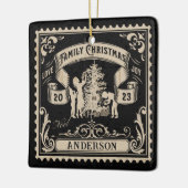 Gepersonaliseerde  familie kerststempel keramisch ornament (Links)