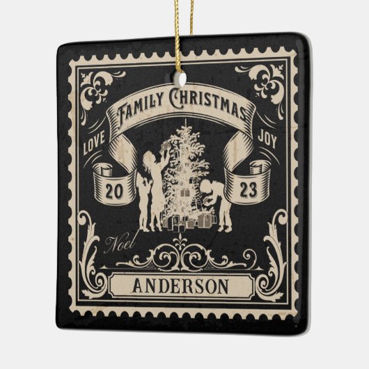 Gepersonaliseerde  familie kerststempel keramisch ornament (Links)