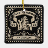 Gepersonaliseerde  familie kerststempel keramisch ornament (Voorkant)