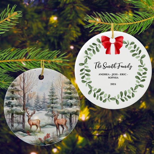 Gepersonaliseerde familie kerstversiering, 2-zijdi keramisch ornament