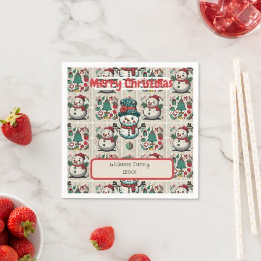 Gepersonaliseerde Familie Kerstviering Placemat Servet (Insitu)