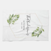 Gepersonaliseerde familie Kitchen Greenery Theedoek (Horizontaal)