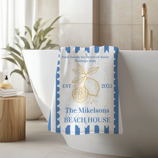 Gepersonaliseerde familie Kust Lemon Beach House D Badhanddoek