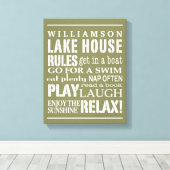 Gepersonaliseerde familie Lake House Rules Green | Canvas Afdruk (Insitu (Houten vloer))