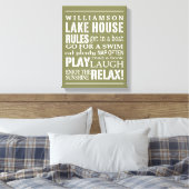 Gepersonaliseerde familie Lake House Rules Green | Canvas Afdruk (Insitu (Slaapkamer))