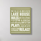 Gepersonaliseerde familie Lake House Rules Green | Canvas Afdruk (Voorkant)