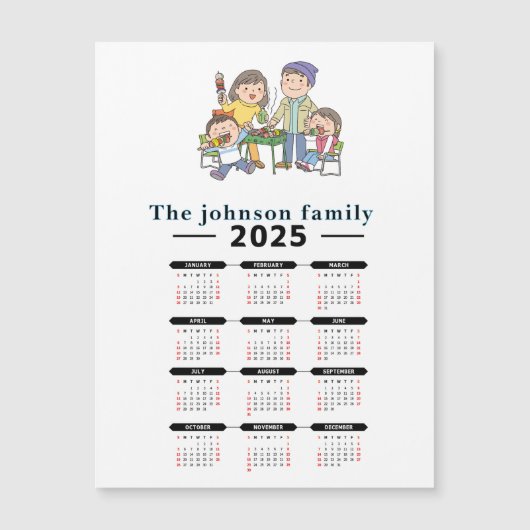 Gepersonaliseerde Familie Magnetische Kalender 202 (Voorkant)