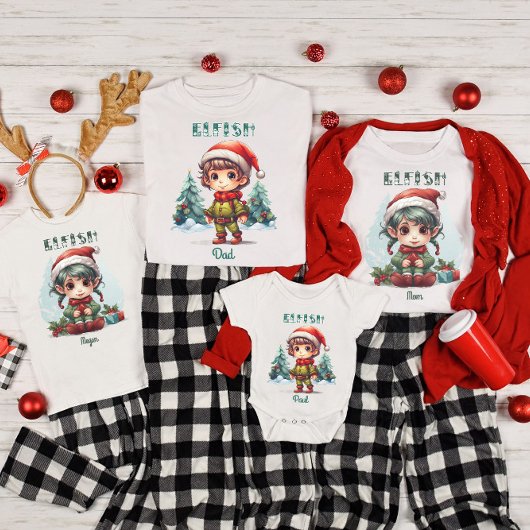 Gepersonaliseerde Familie Matching Kerst Elf T-shirt