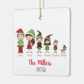 Gepersonaliseerde familie met feestelijke feestdag keramisch ornament (Links)