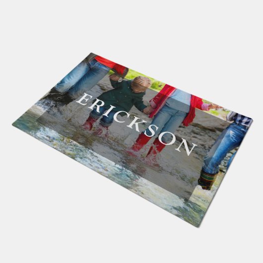 Gepersonaliseerde familie monogram foto overlay deurmat (Schuin)