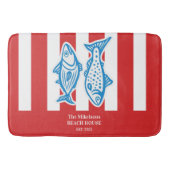 Gepersonaliseerde familie nautische rode sardine s badmat (Voorkant)