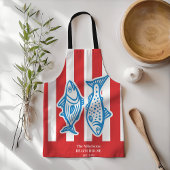 Gepersonaliseerde familie nautische rode sardine s schort