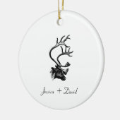 Gepersonaliseerde familie noemt kerstrenrendiernaa keramisch ornament (Links)