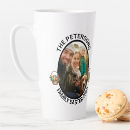 Gepersonaliseerde Familie Paasei Fotomand Latte Mok