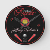 Gepersonaliseerde familie / persoon flipperkast ronde klok (Voorkant)