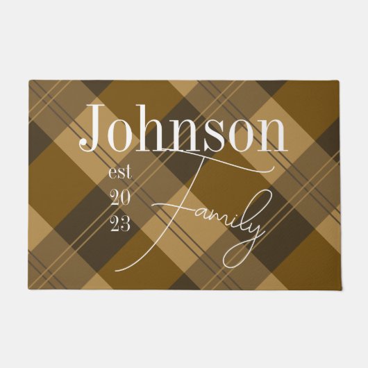 Gepersonaliseerde familie Plaid Deurmat (Voorkant)