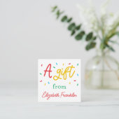 Gepersonaliseerde Familie Rainbow Sprinkles Gift Informatiekaartje (Staand voorkant)