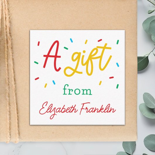 Gepersonaliseerde Familie Rainbow Sprinkles Gift Informatiekaartje