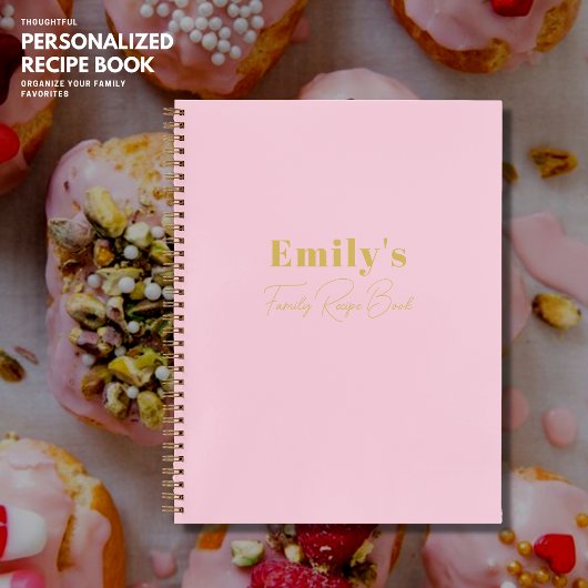 Gepersonaliseerde familie Recipe Book Blush Pink M Notitieboek