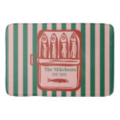 Gepersonaliseerde familie Retro Sardine Tin Stripe Badmat (Voorkant)