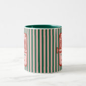 Gepersonaliseerde familie Retro Sardine Tin Stripe Tweekleurige Koffiemok (Center)