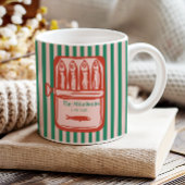 Gepersonaliseerde familie Retro Sardine Tin Stripe Tweekleurige Koffiemok