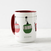 Gepersonaliseerde familie retro skilift illustrati mok (Voorkant links)