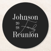 Gepersonaliseerde Familie Reünie Zwart-wit Party Ronde Kartonnen Onderzetter (Voorkant)